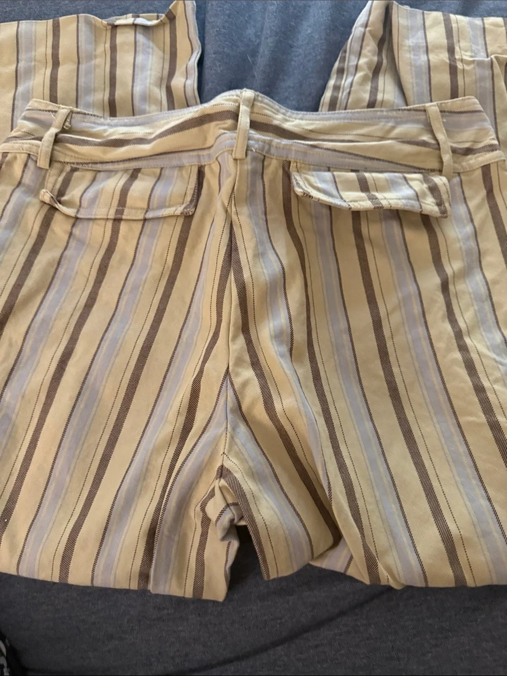 J. Crew Ankle-Length Striped Cropped Pants in Tan, Brown and Light Blue